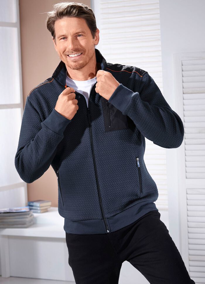 Sweatjacka av strukturerat tyg 