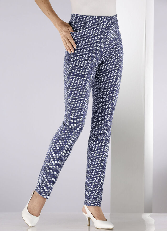 Eleganta byxor från Adelina MARINE-ECRU