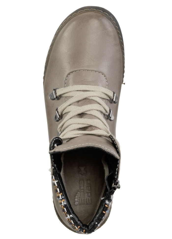 ELENA EDEN skosko med snörning och vadderad skaftkant i textil TAUPE