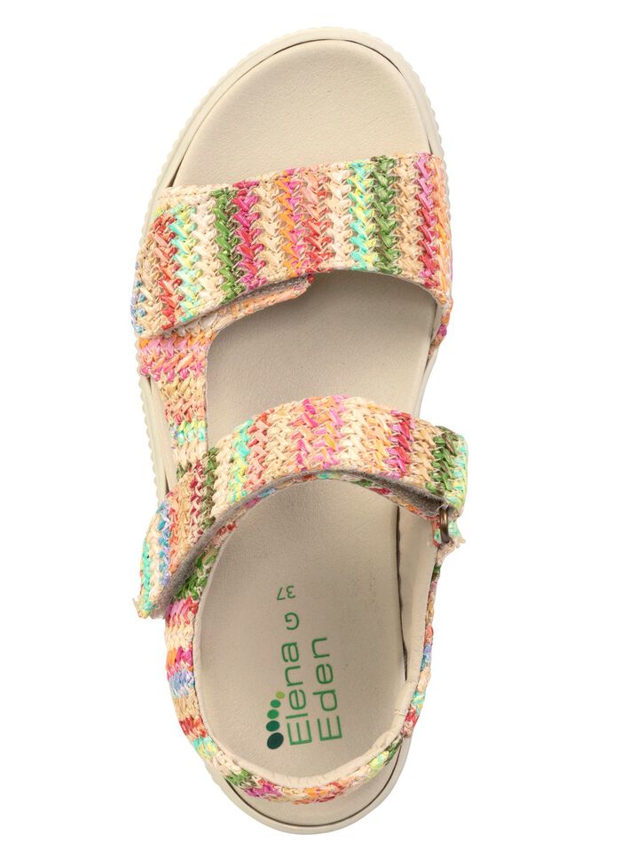 ELENA EDEN sandal av intressant raffiamaterial BEIGE-MULTI