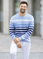 Randig tröja med rund hals och strukturerad design BLEU-MARINE-ECRU