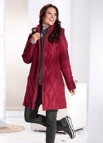 Kort kappa med fuskp&auml;lsfoder i luvan RUBINR&Ouml;D