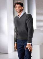 Enf&auml;rgad V-ringad tr&ouml;ja i 4 f&auml;rger ANTHRAZIT MELIERT