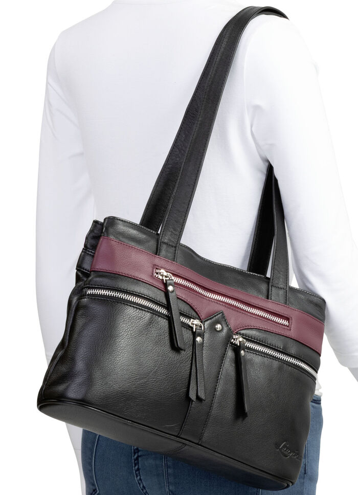 Laurina, väska, dam, gjord av läder SCHWARZ-BURGUND