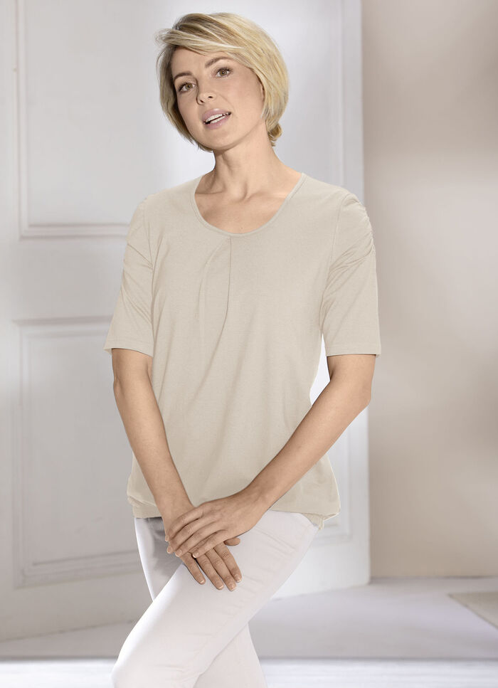 Skjorta med lådveck i 2 färger BEIGE