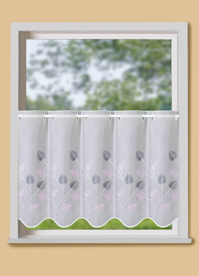 Fint broderad liten f&ouml;nsterrullgardin 