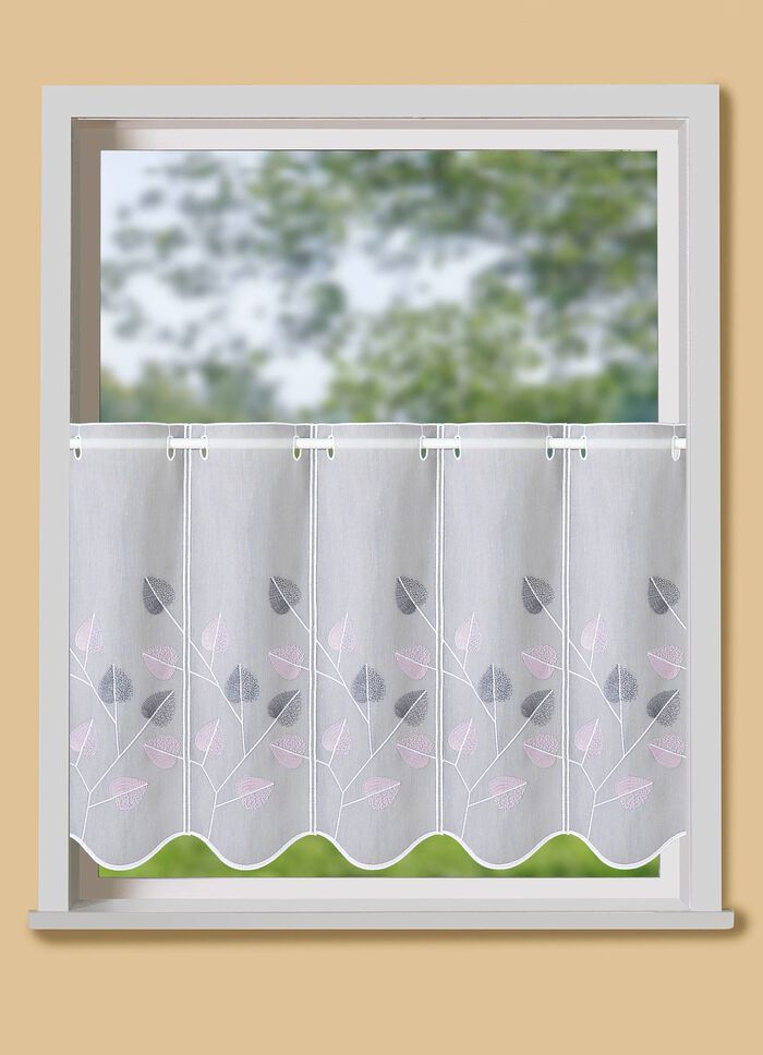 Fint broderad liten f&ouml;nsterrullgardin 