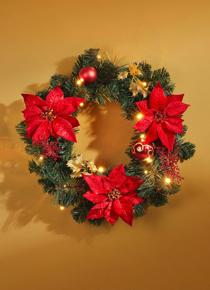 Upplyst grankrans med timerfunktion 