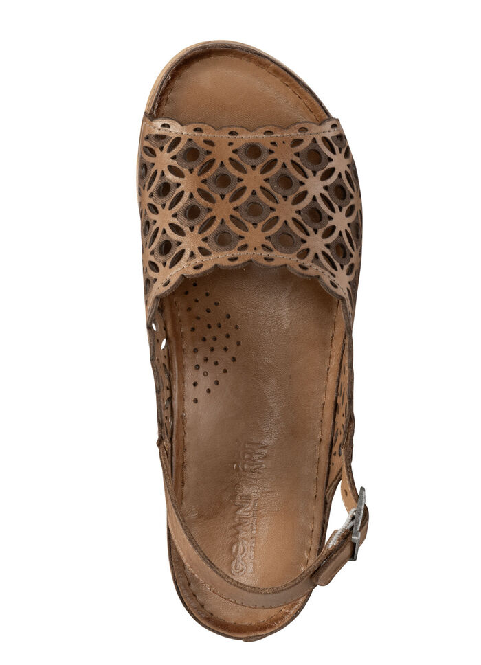 Gemini-sandal i perforerat, präglat nappaläder COGNAC