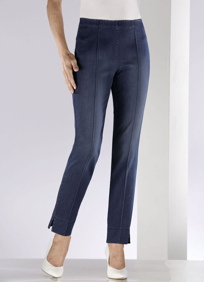 Jeans med sydda kanter DUNKELBLAU