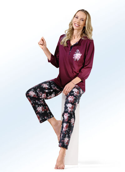 Tvåpack långärmad button-down pyjamas, , large