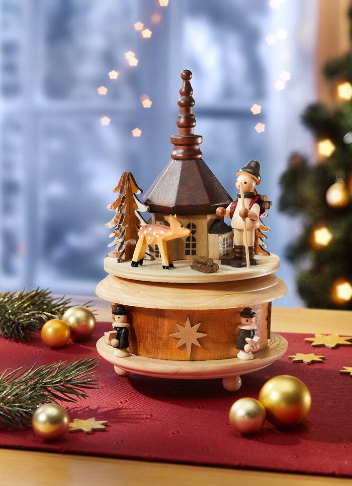 Speldosa Seiffen Church med 18-delad musikalisk mekanism 