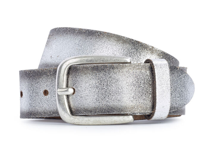Trendigt läderbälte för damer, 3 cm brett ANTIK SILVER