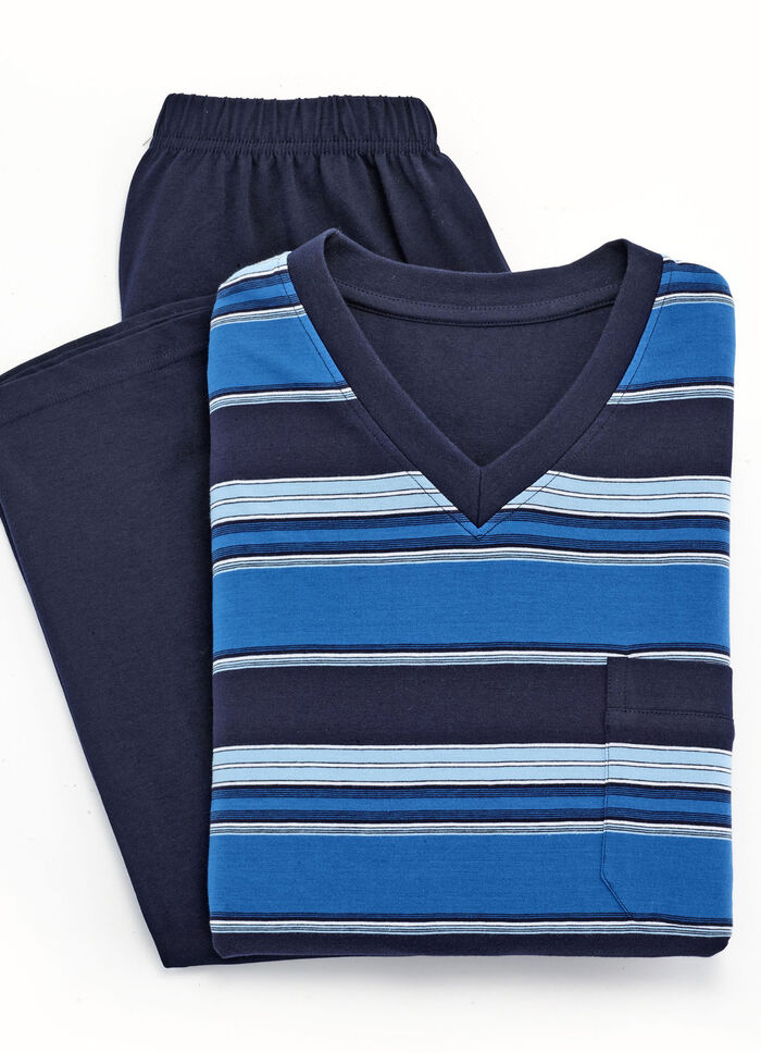 Tvåpack pyjamas med v-ringning och bröstficka 