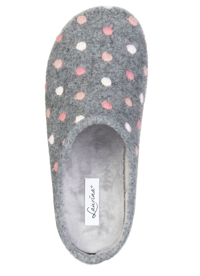 Laurina, klassiska damtofflor med prickbroderi 
