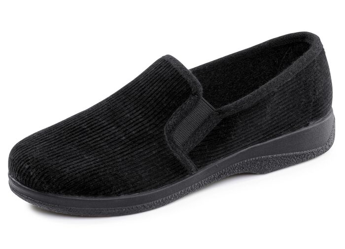 Klassiska herrtofflor med res&aring;rband SVART