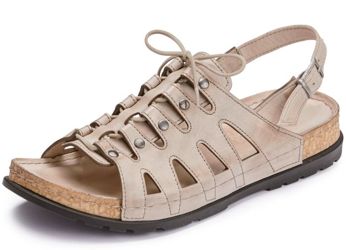 Gemini sandal med elastisk dekorativ sn&ouml;rning BEIGE