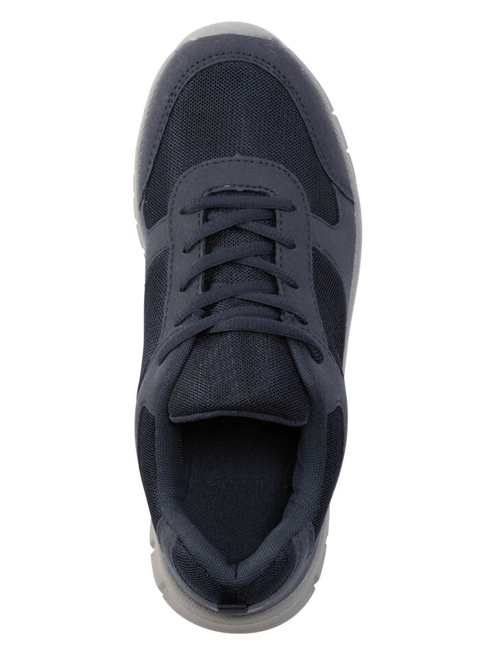 Sneakers med snörning av syntetiskt och mjukt textilmaterial MÖRKBLÅ