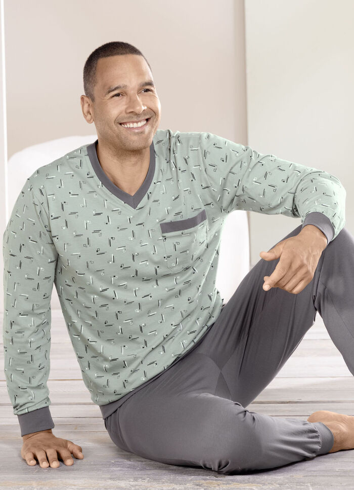 Tvåpack pyjamas med V-ringning och muddar i kanterna 