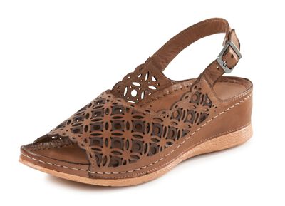 Gemini-sandal i perforerat, pr&auml;glat nappal&auml;der 