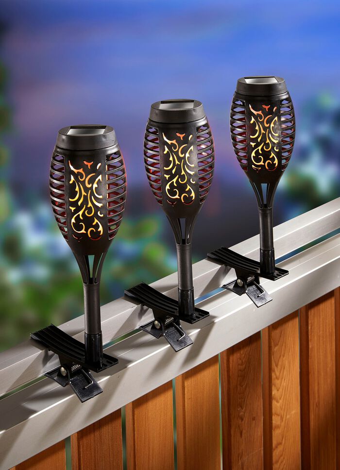 Solfacklampa, set om 3, f&ouml;r att kl&auml;mma eller plugga 