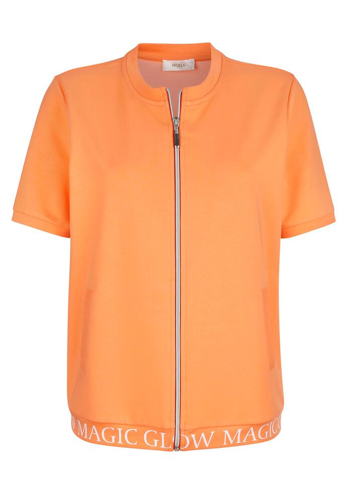 Mjukisjacka med ribbade &auml;rmslut 