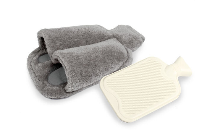 Vital Comfort värmeflaska för fötterna med mjukt fleeceöverdrag GRÅ