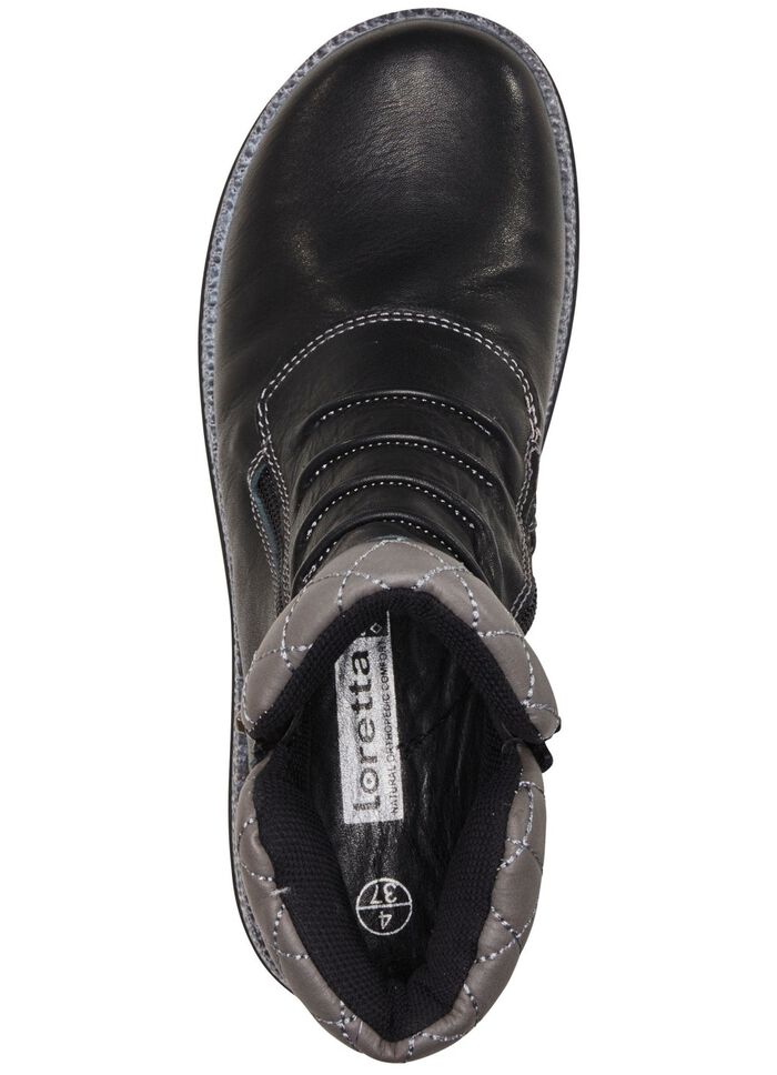 ELENA EDEN bootie med smart dekorativ quiltning SVART-GR&Aring;