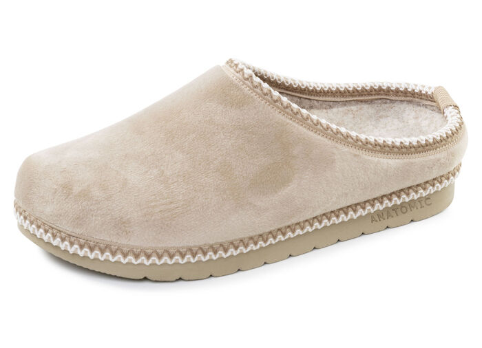 Laurina, klassiska damtofflor, bredd G, med mönstrad kant BEIGE
