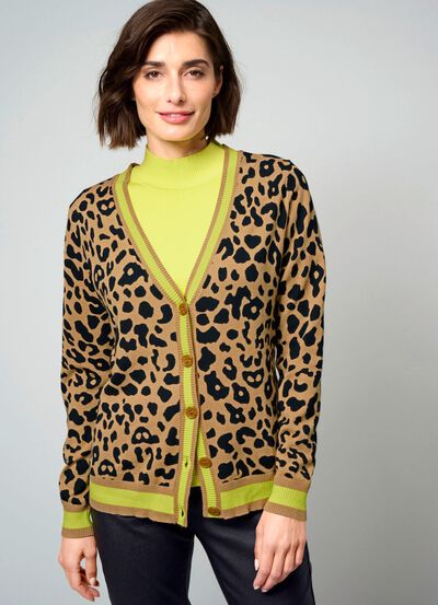 Cardigan med djurp&auml;lslook 