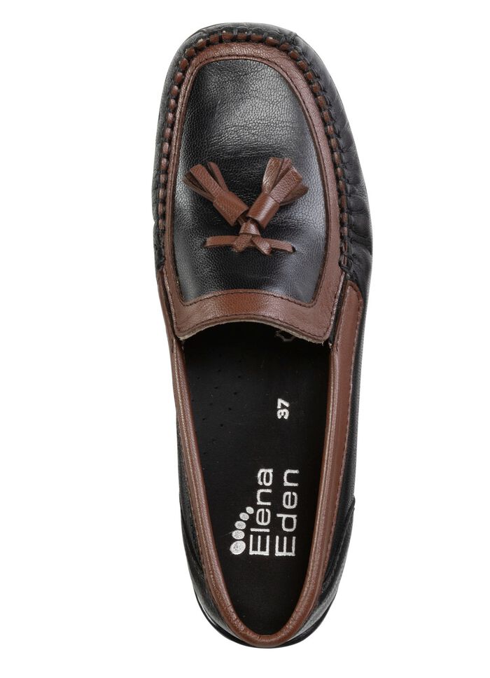 ELENA EDEN, klassiska damtofflor, med uttagbar fotb&auml;dd SVARTBRUN