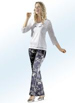 Byxor med guldf&auml;rgat dekorband p&aring; sidan SVART-BEIGE