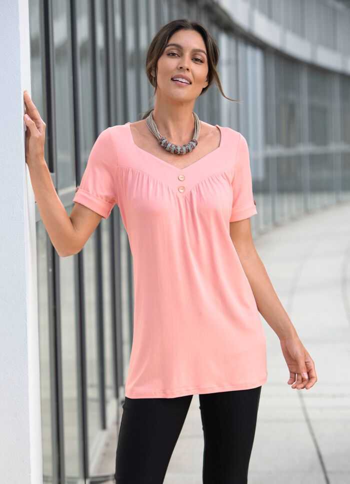 Tunika med V-ringning i 2 f&auml;rger ROS&Eacute;