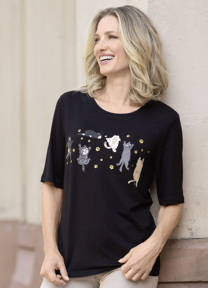 Skjorta med kattmotiv 