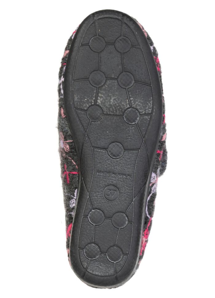 Fodrade damtofflor med kardborrekn&auml;ppning ANTRACIT