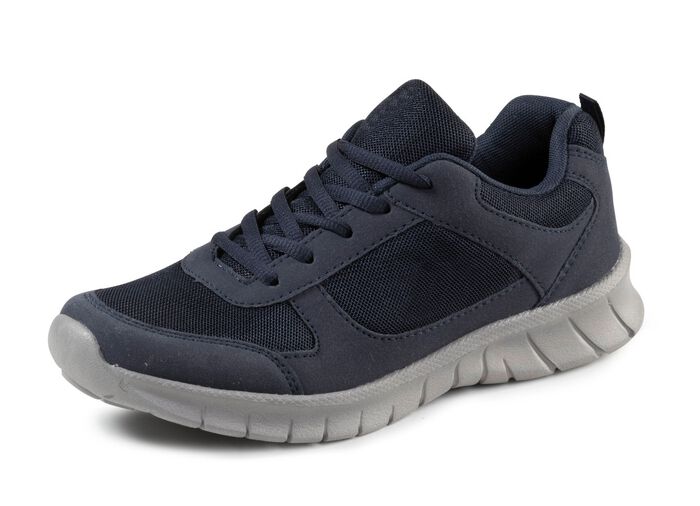 Sneakers med snörning av syntetiskt och mjukt textilmaterial MÖRKBLÅ