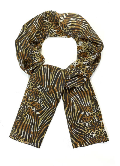 Halsduk med rovdjurspäls och zebramotiv 
