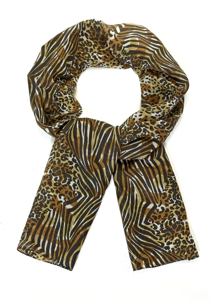 Halsduk med rovdjurspäls och zebramotiv 