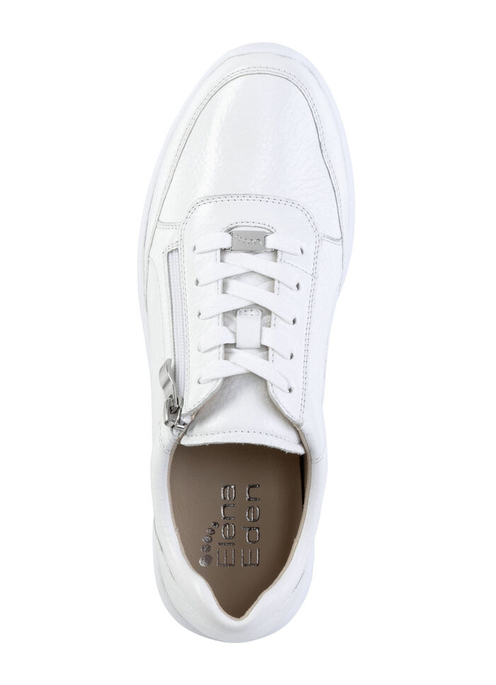 ELENA EDEN sneakers gjorda av fint skimrande, kornigt hjortnappaläder VIT