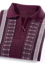 Fascinerande pikétröja med kort dragkedja BORDEAUX MELERAD