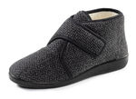 Ankelboots i textil med ett subtilt fiskbensmönster ANTHRAZIT