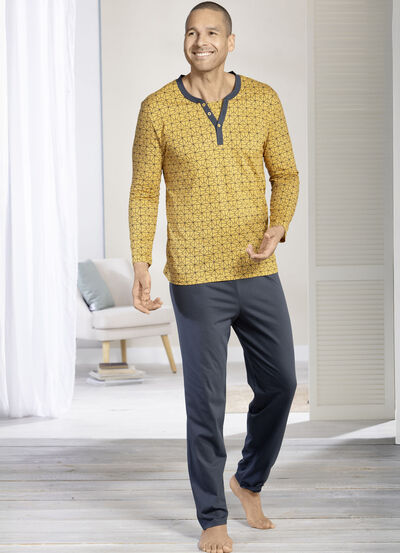 Pyjamas med knappslå och öppna manschetter, , large