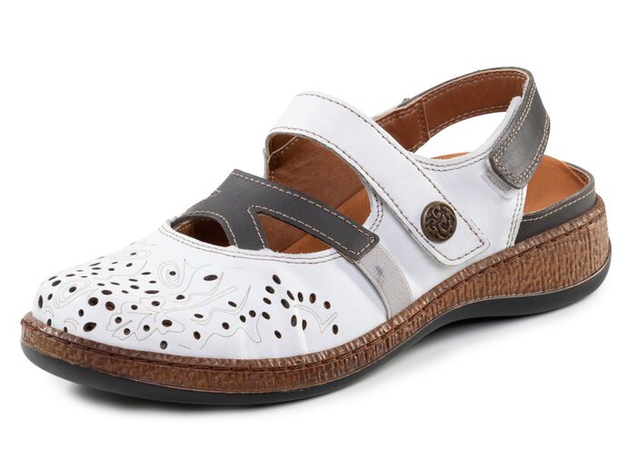 ELENA EDEN tofflor tillverkade av delvis pr&auml;glat nappal&auml;der VITGR&Aring;