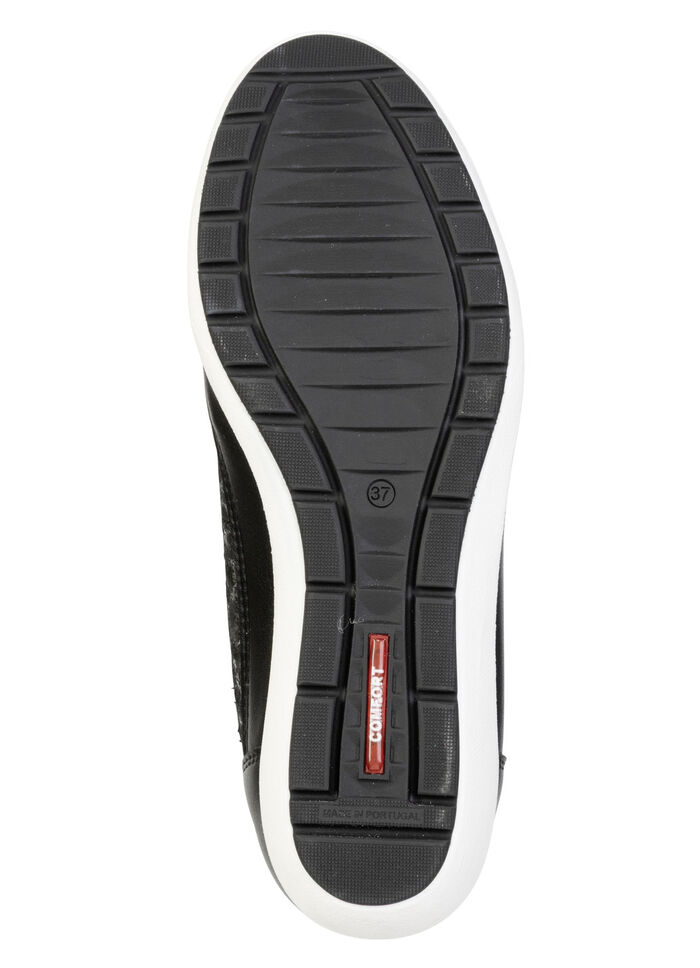 ELENA EDEN ballerina i nappal&auml;der och gl&auml;nsande pr&auml;glat l&auml;der SCHWARZ