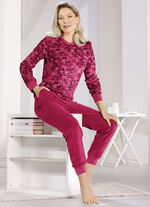 Stretchpyjamas i frotté med rund halsringning och muddar, 