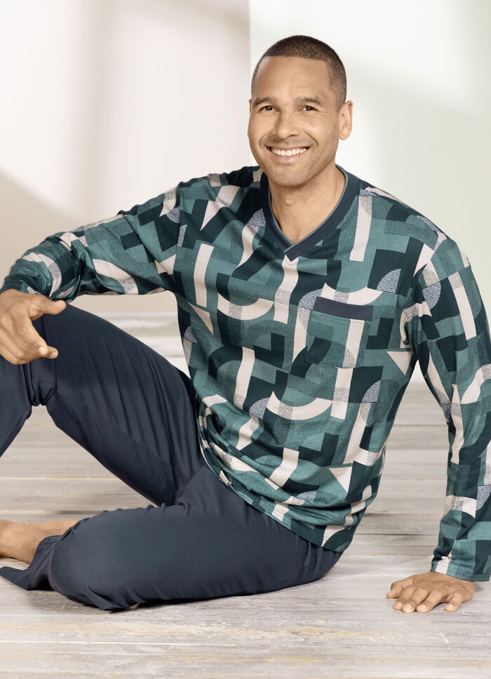 V-ringad pyjamas med bröstficka 