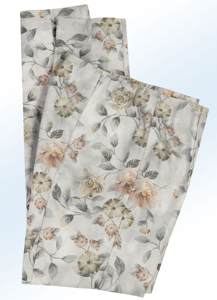 Byxor med harmonisk blommig design APRIKOS FÄRGRIK