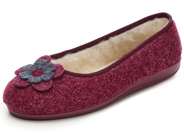 Laurina, varma damtofflor, med ny ull BORDEAUX