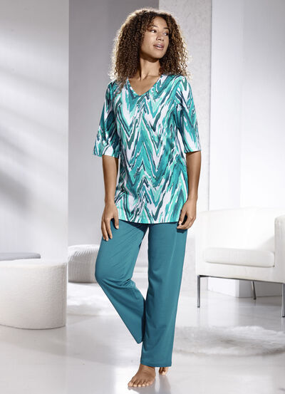Loungewear-set med V-ringning 