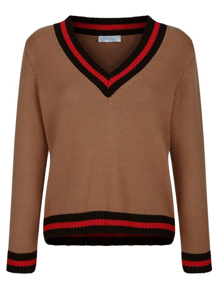 Pullover med kontrasterande r&auml;nder 